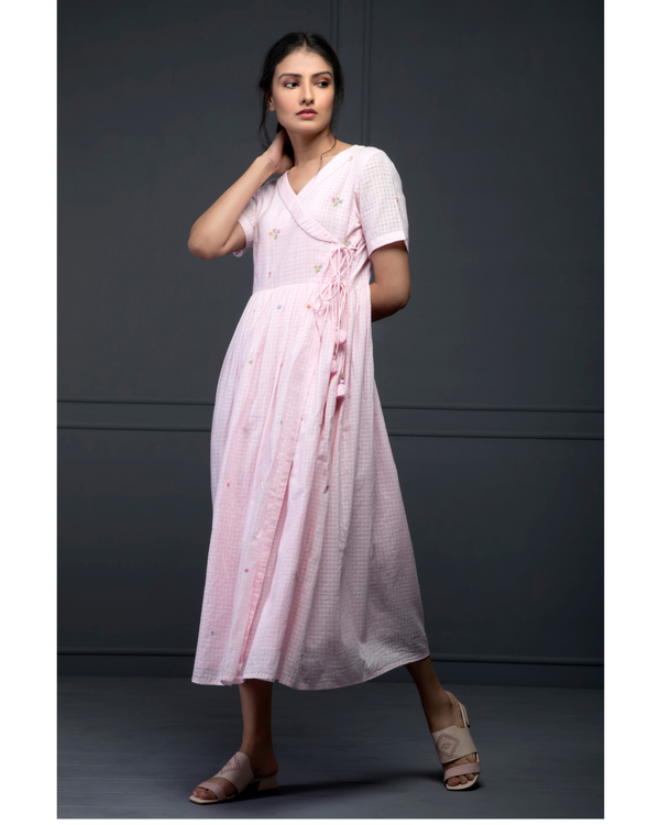 Pink floral wrap dress 3