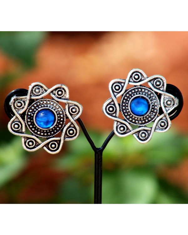 Blue stone stud earrings 1