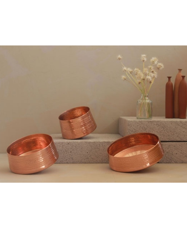 Whirling copper tea light holder - small 1