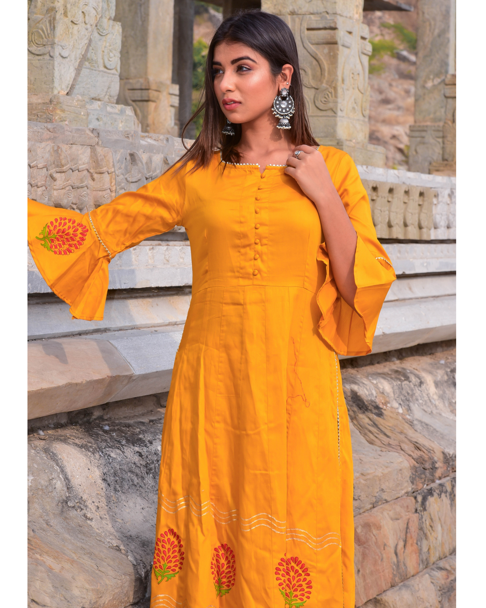 Orange Kalidar Palazzos Online For Women