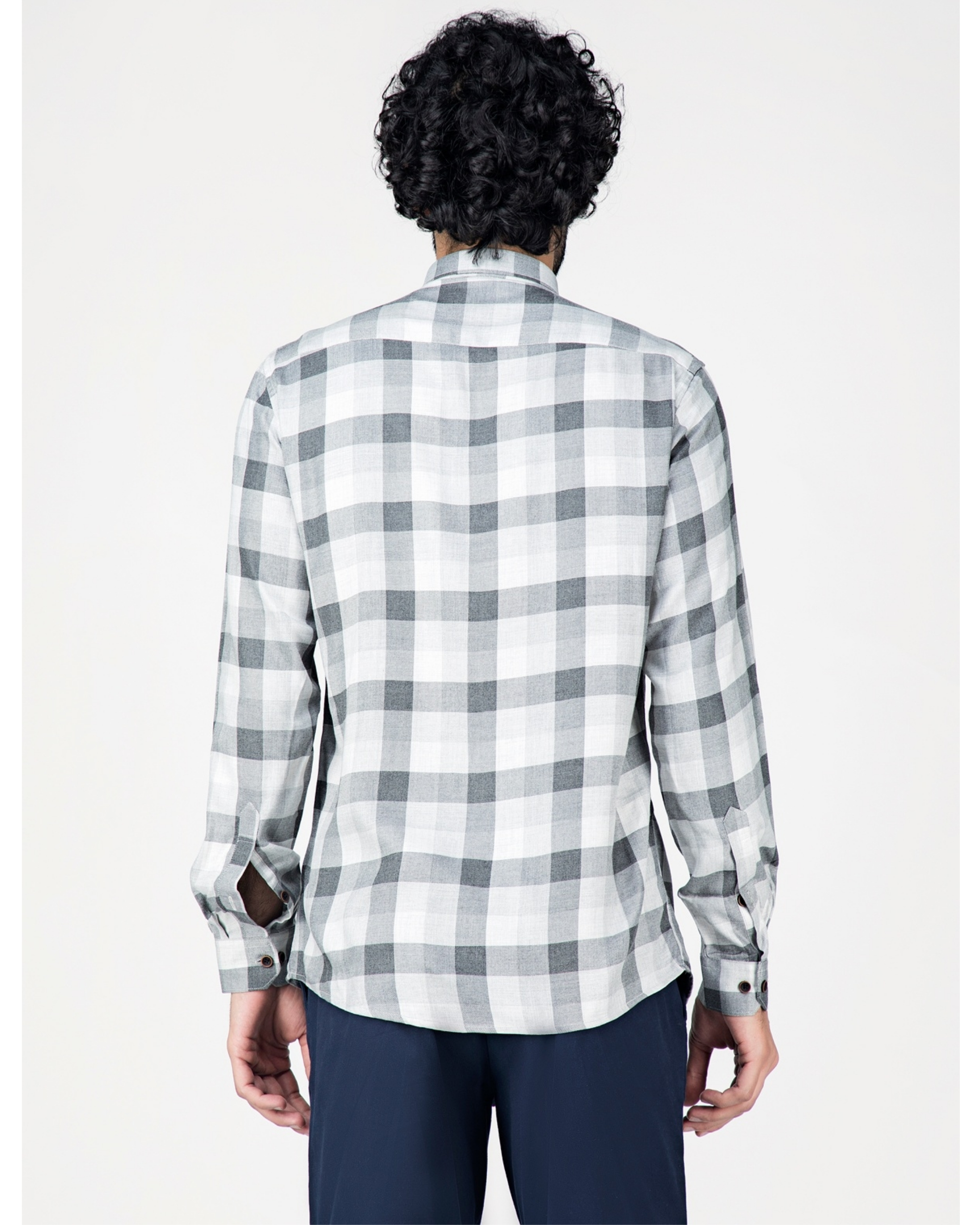 Grey and white gingham checkered shirt by Green Hill | The Secret Label