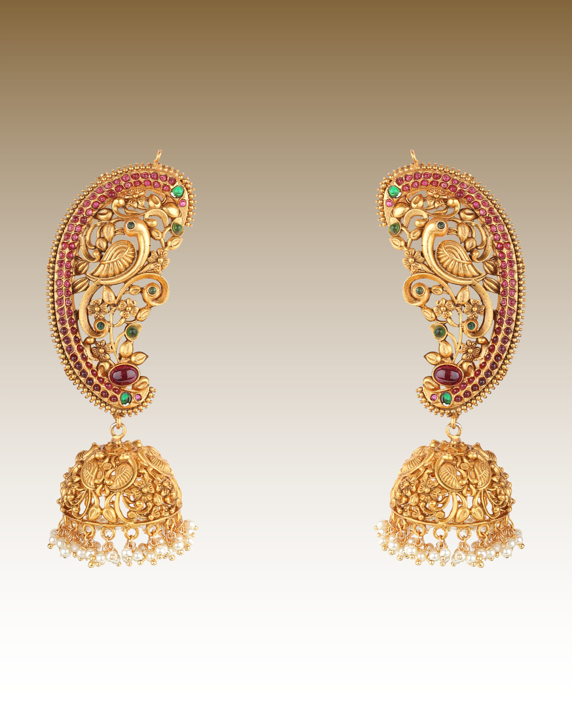 Ruby Paisley Flower Earrings - Bollywood Collection - Radhika Store