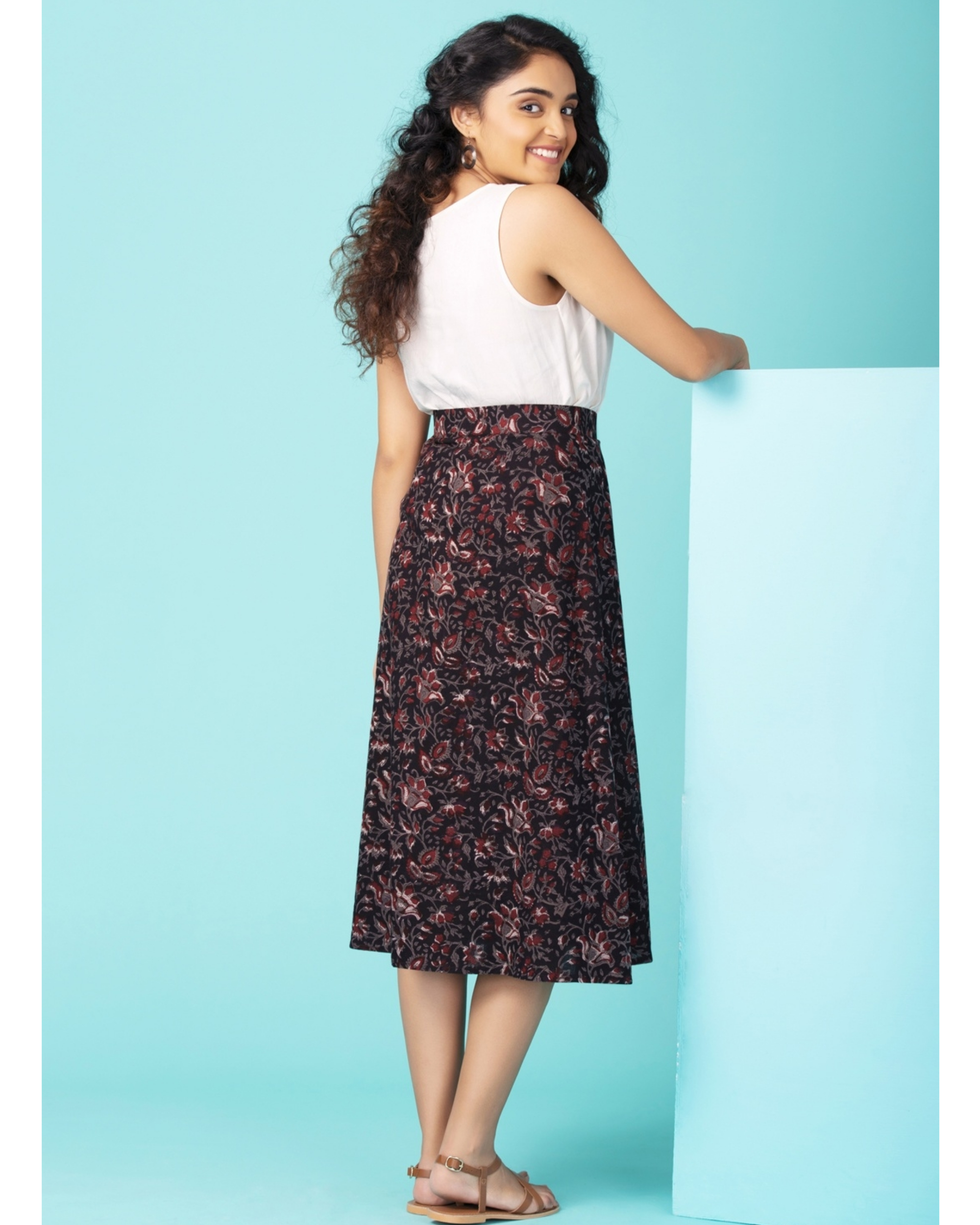 Mocha brown buttoned skirt by Twirl Studio | The Secret Label