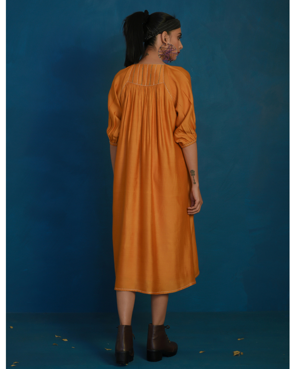 Mustard yellow raglan sleeve midi dress by Charkhee Women The Secret