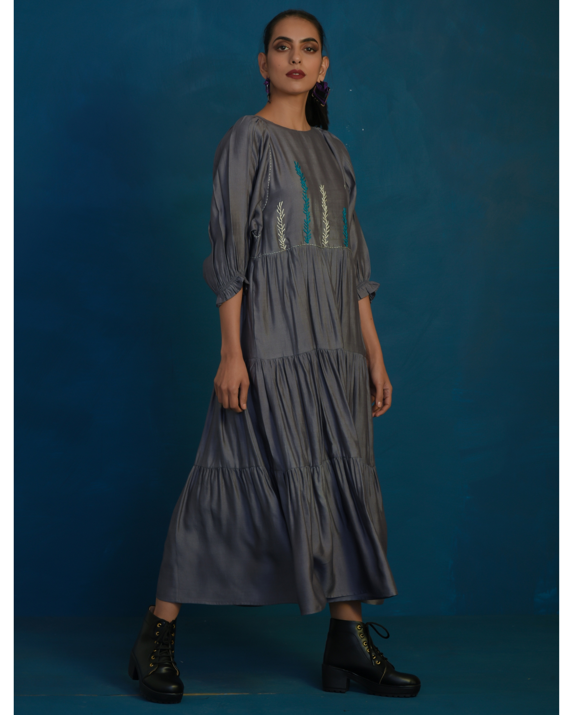 tiered maxi gown