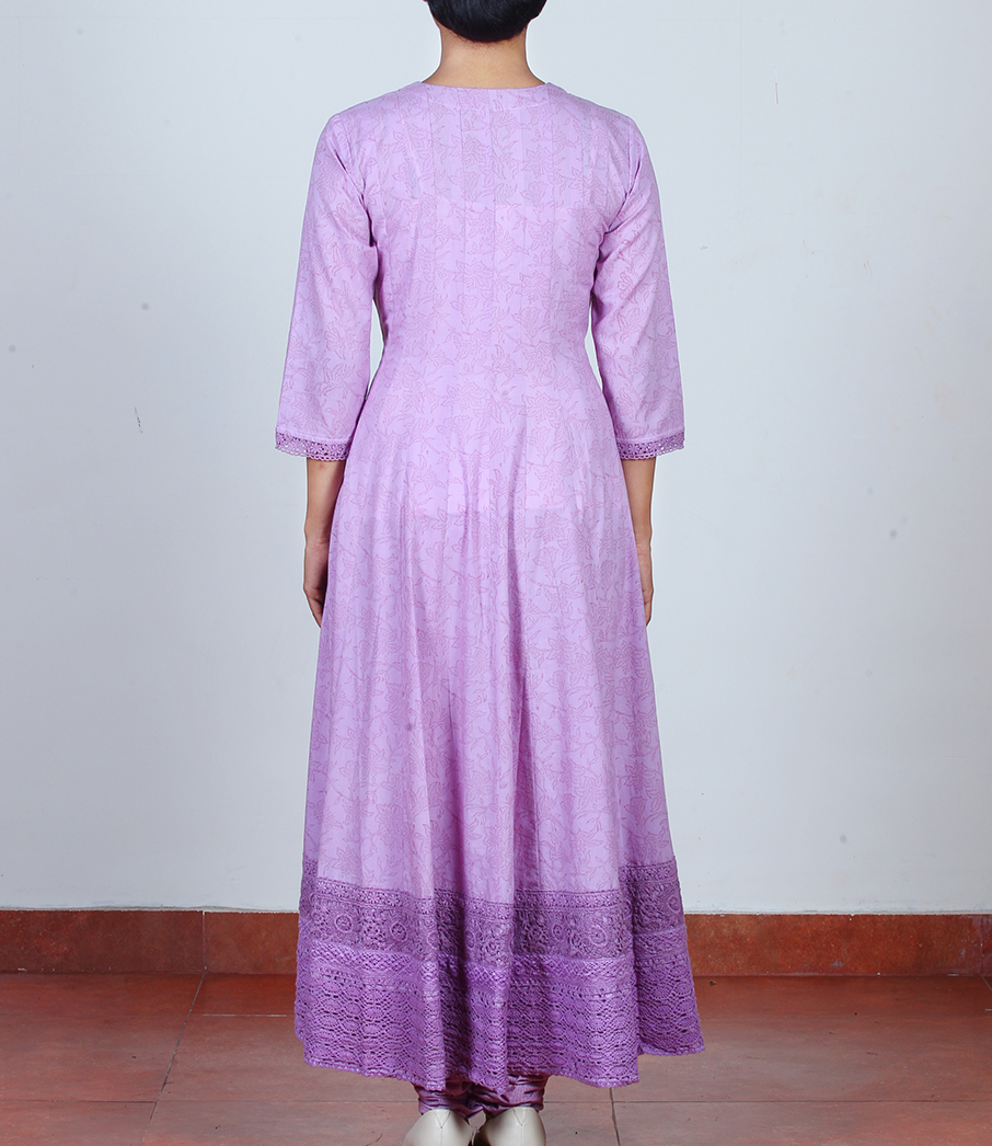 Set of Lavender Anarkali & Churidar by Mantra | The Secret Label