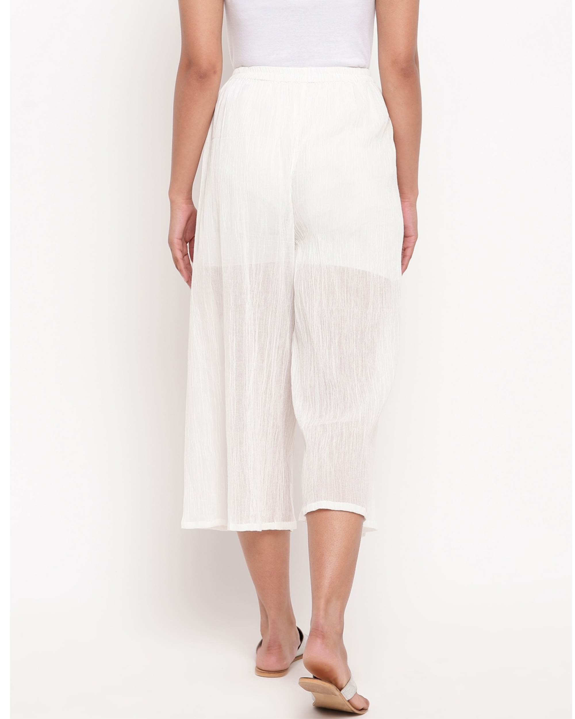 White crinkled palazzo by trueBrowns | The Secret Label