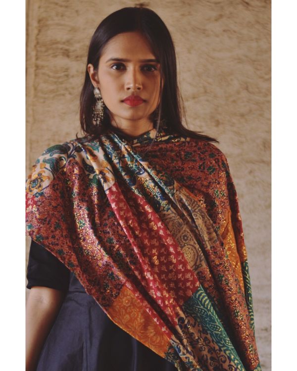 Black flared dress and dupatta set- Set Of Two 1
