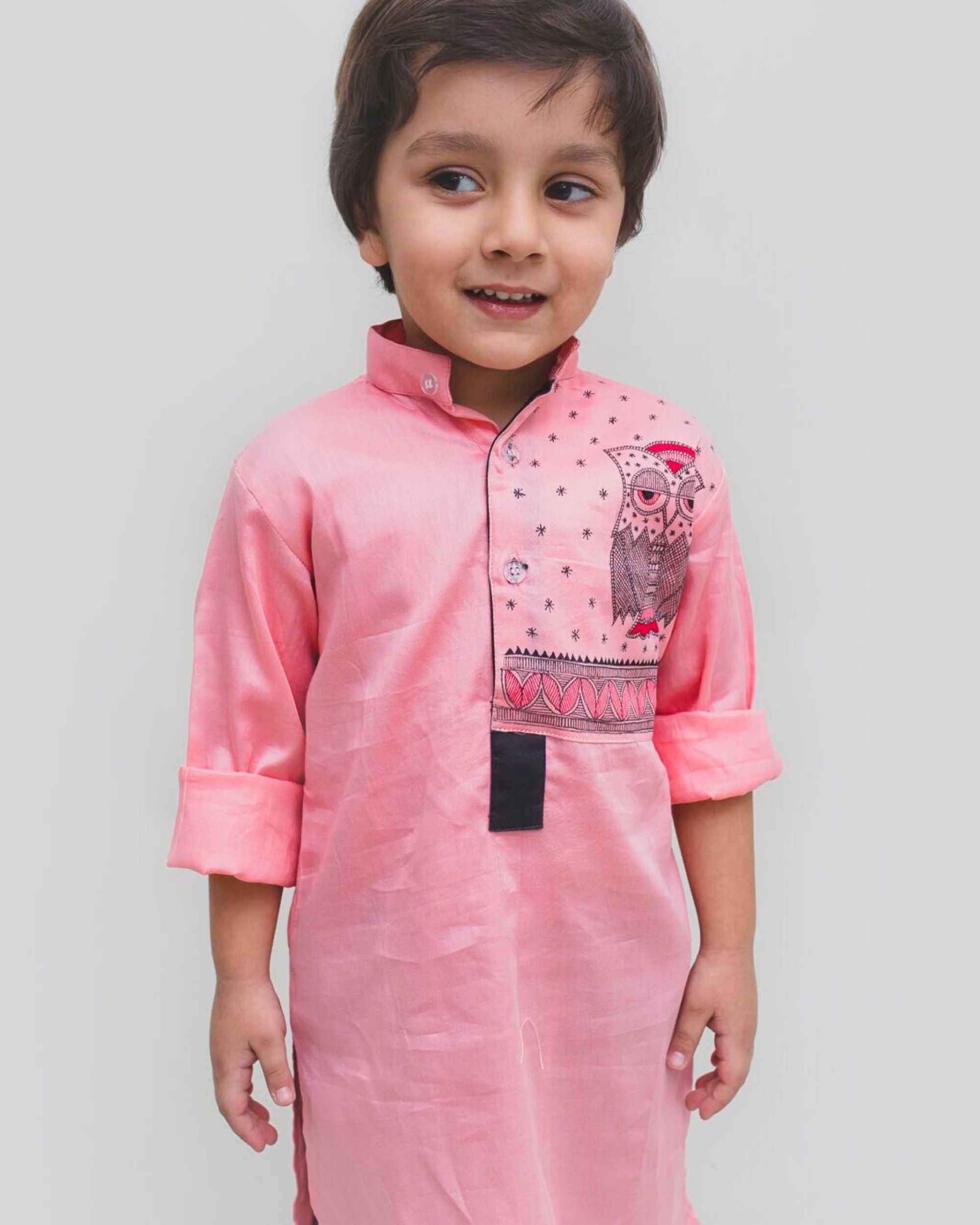 Pink madhubani hand painted kurta by Mr.Brat | The Secret Label