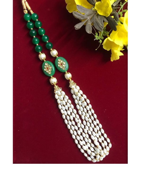 Emerald green and pearl beaded necklace by Studio B 40 The Secret Label