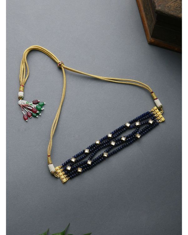 Navy blue onyx and kundan choker necklace 1