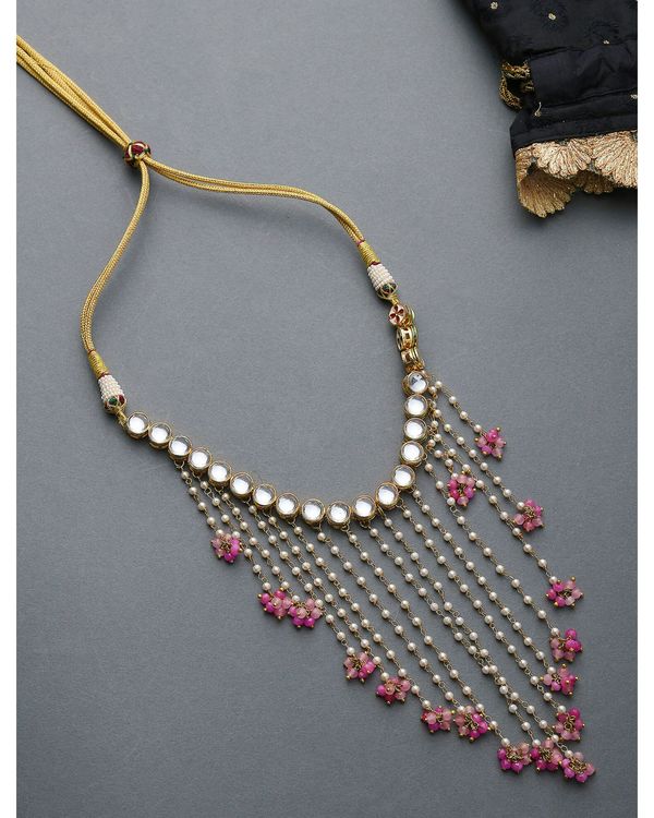 Pink meena kudan choker with pearls 1