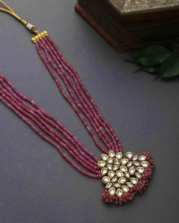 Pink Layered Neckpiece With Kundan Work 1