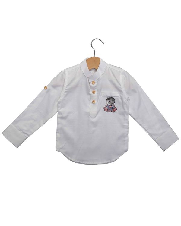 Cotton white embroidered shirt 2
