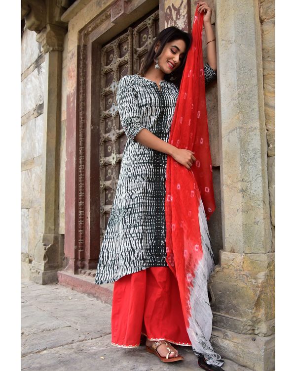 black kurti with palazzo and dupatta
