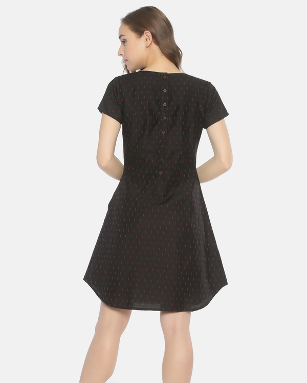 Black and red embroidered pocket dress 1