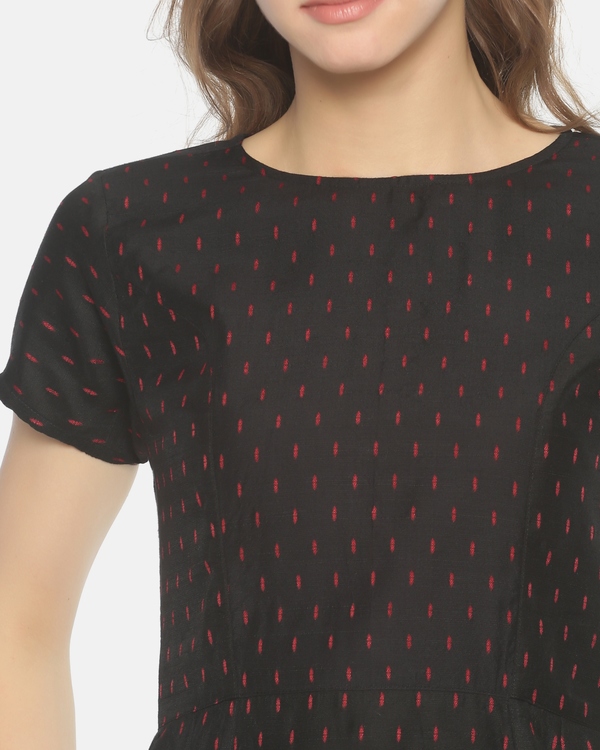 Black and red embroidered pocket dress 3