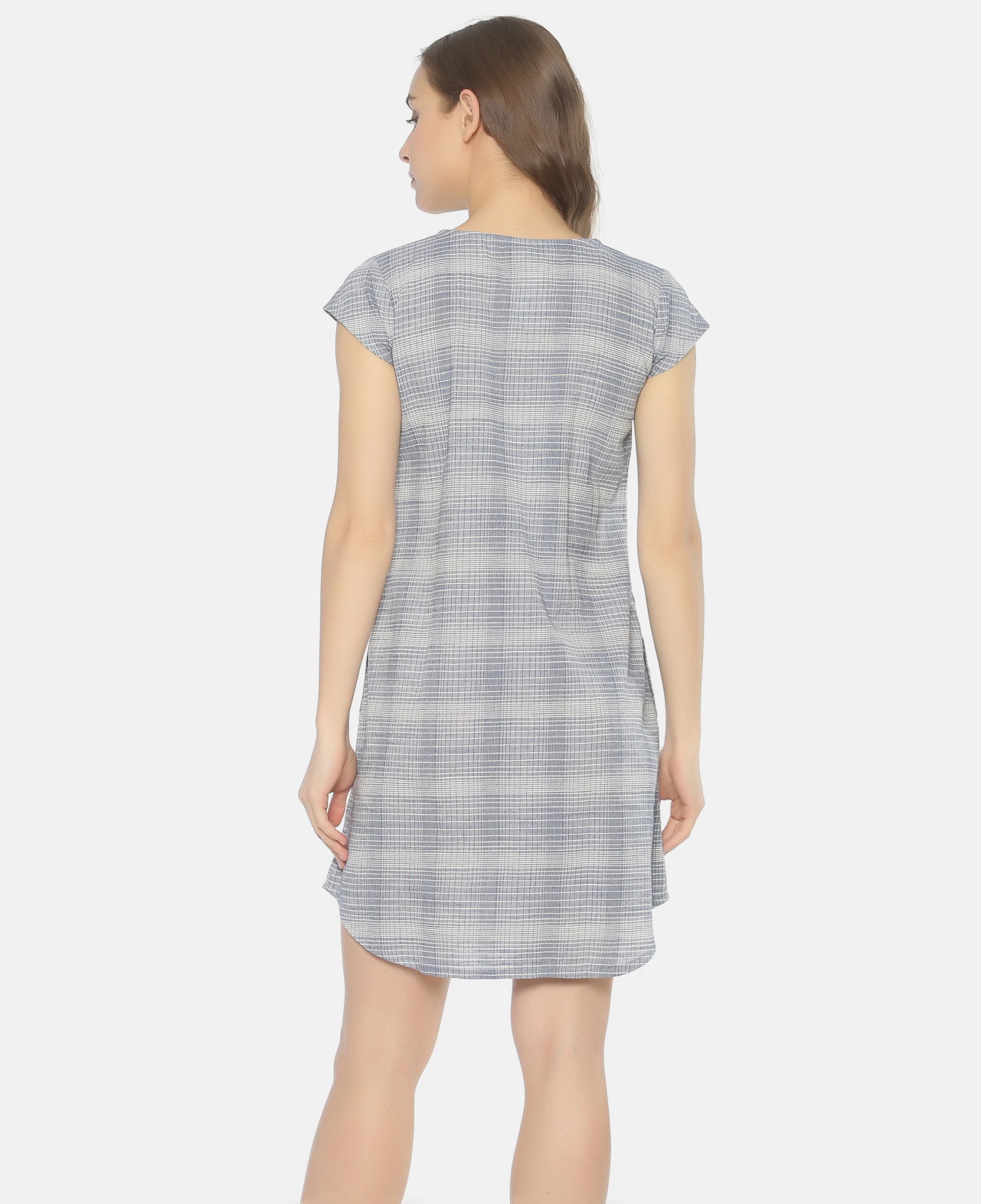 Light blue and white checkered dress by Label Y | The Secret Label