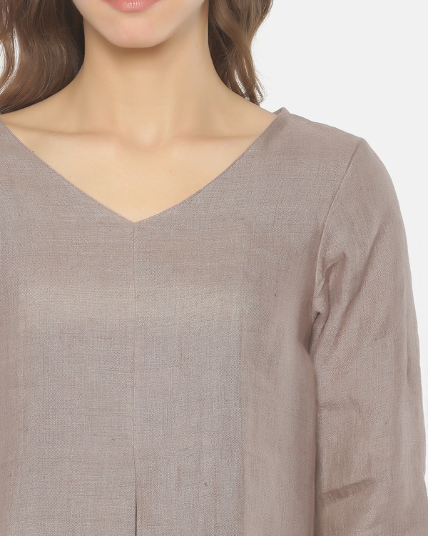 Brown mid pleated dress 3
