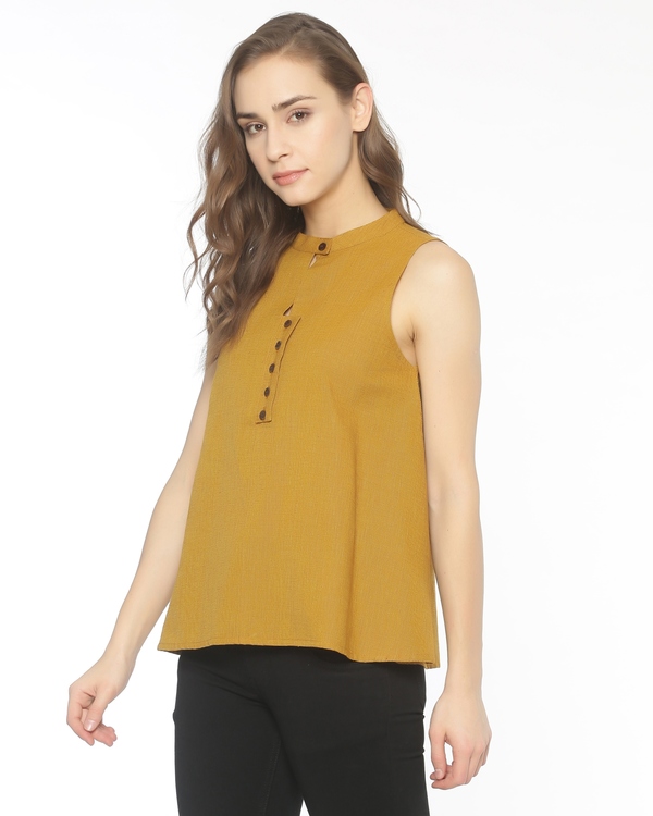 Mustard yellow buttoned top 2