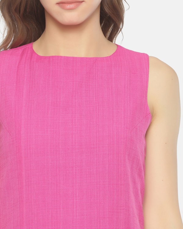 Pink shift dress with pockets 3