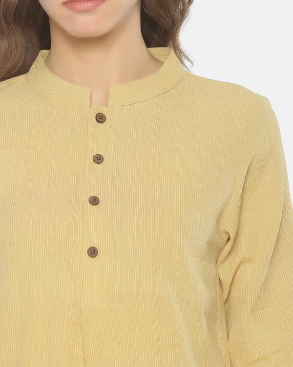 Sand yellow button up shirt dress 3