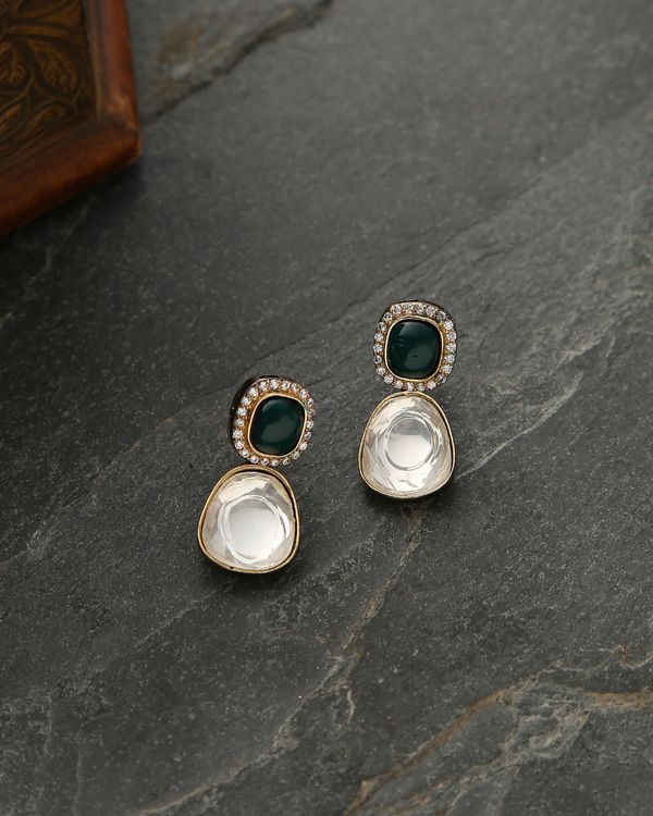 Green victorian polki earrings 1