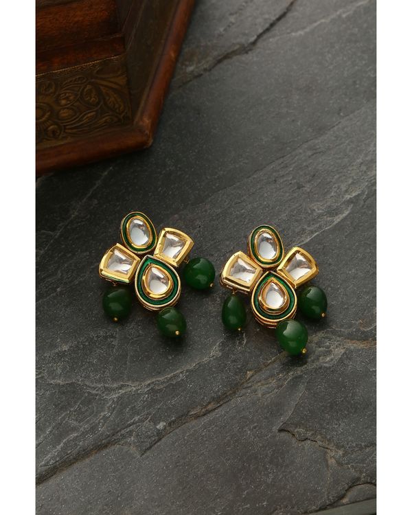 Green kundan antique earrings 1
