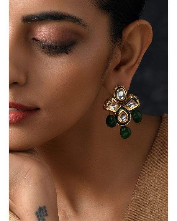 Green kundan antique earrings 2