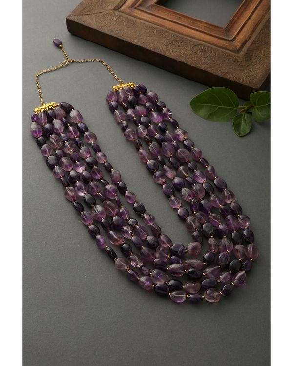 Purple multi strand beaded neckpiece 1