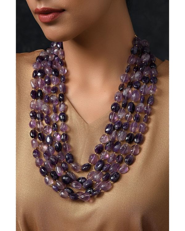 Purple multi strand beaded neckpiece 2
