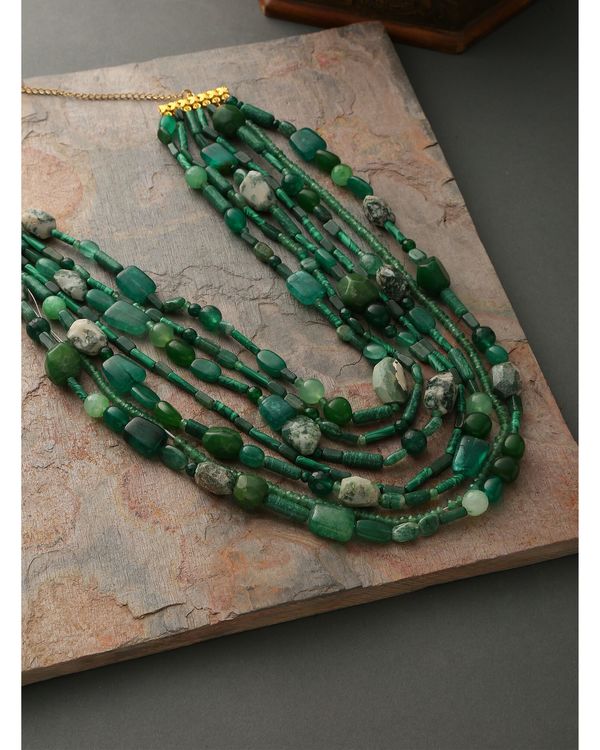 Green beaded multi strand neckpiece 1