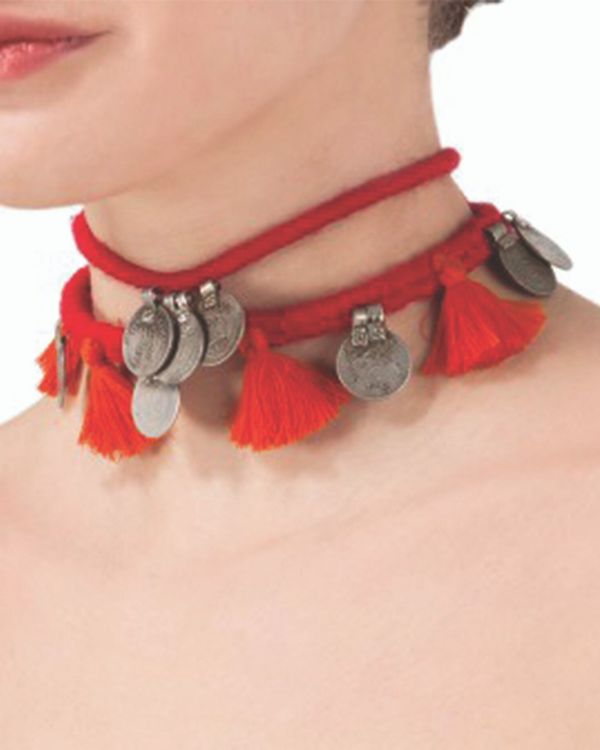 Orange layered tribal choker 1