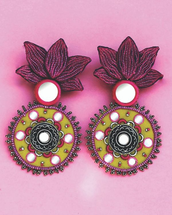 Mirror embellished lotus earrings 1