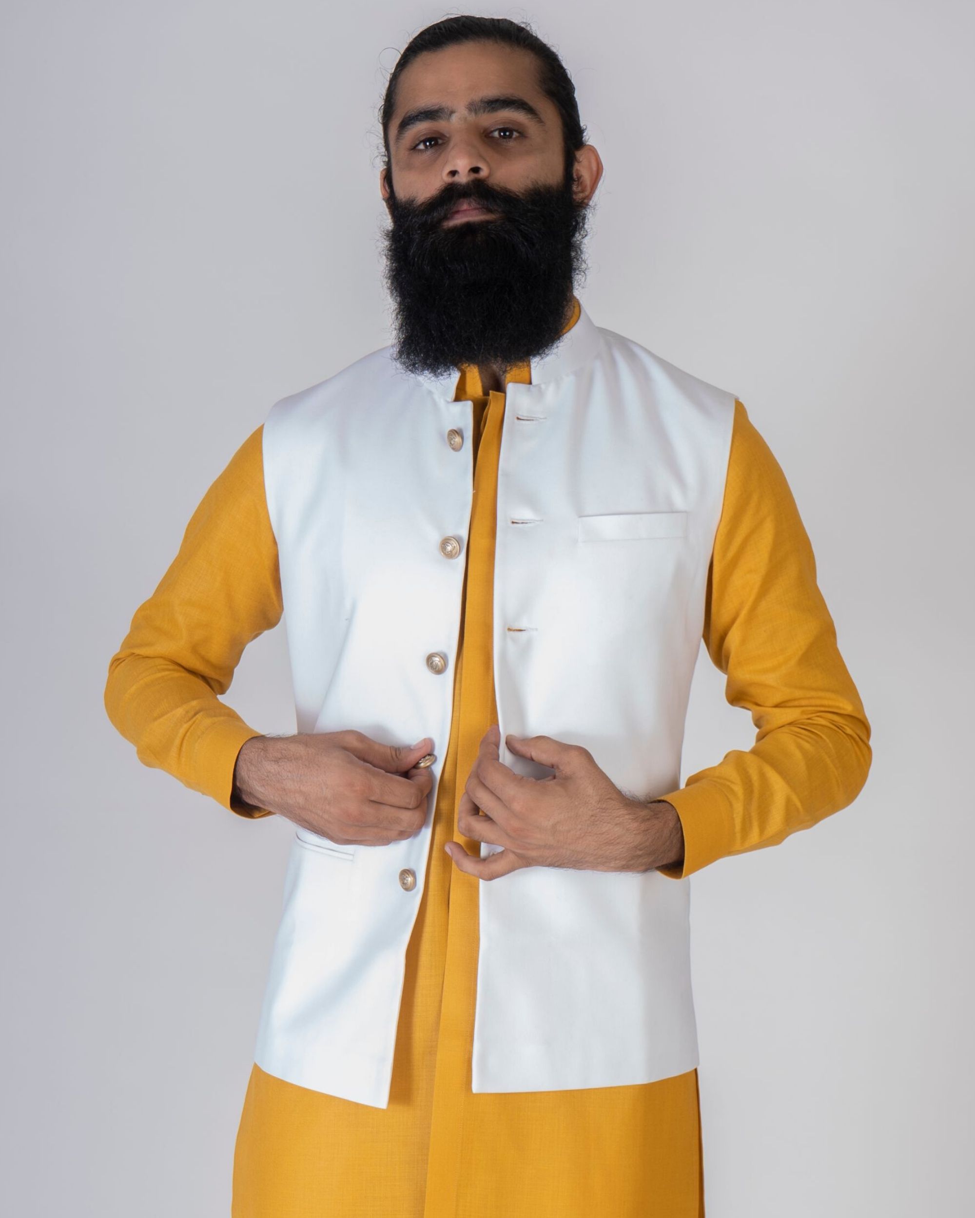 Off white nehru jacket by Armen | The Secret Label