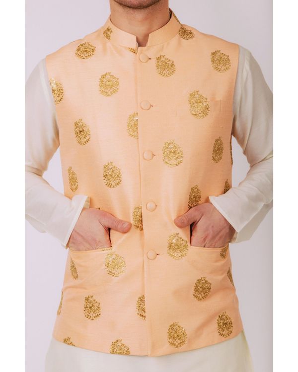 Pink embroidered nehru jacket 2