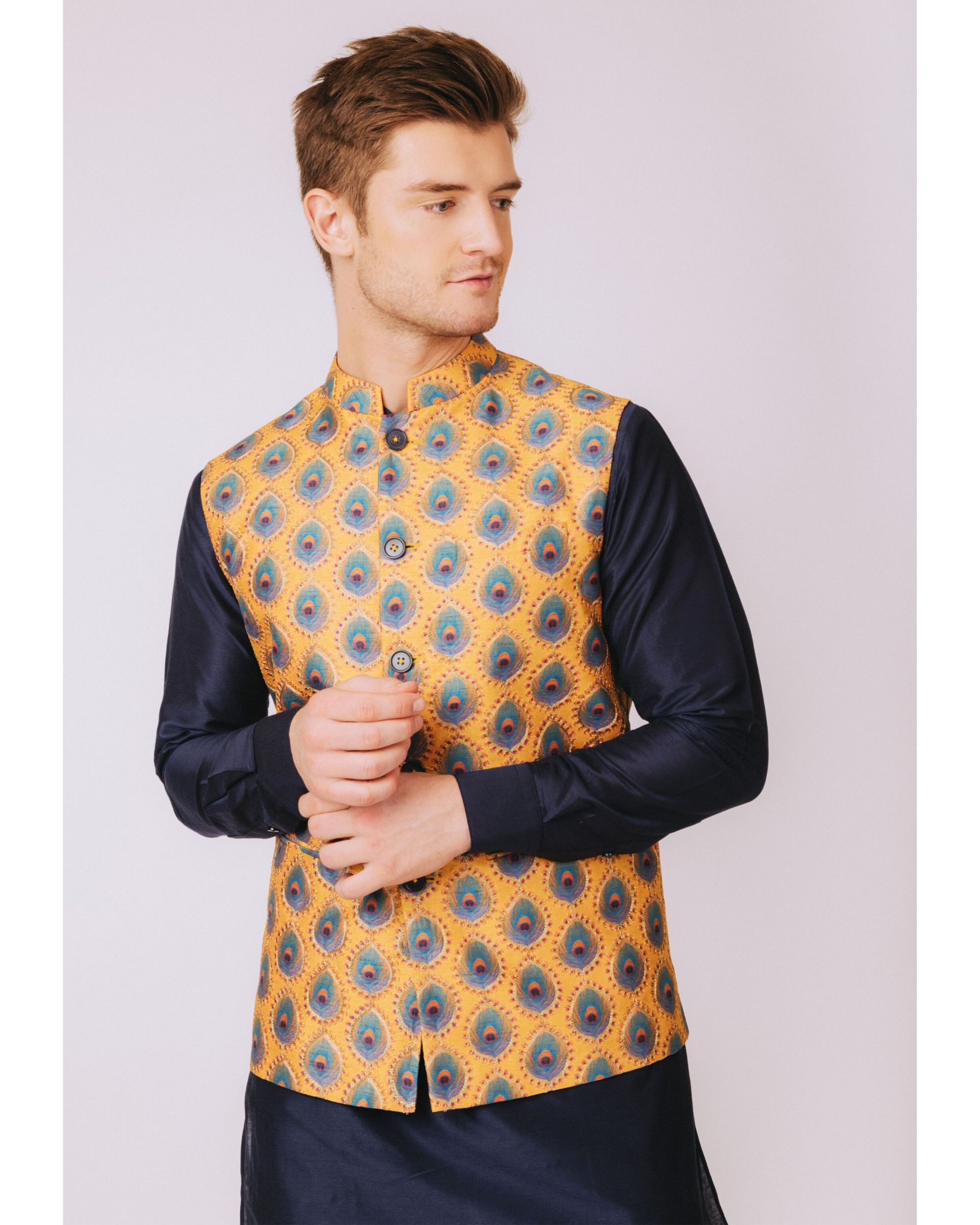 Peacock hot sale pattern waistcoat