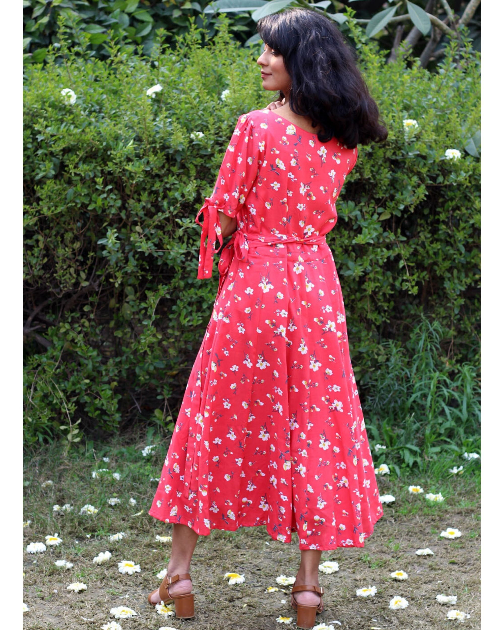 Coral hot sale floral dress