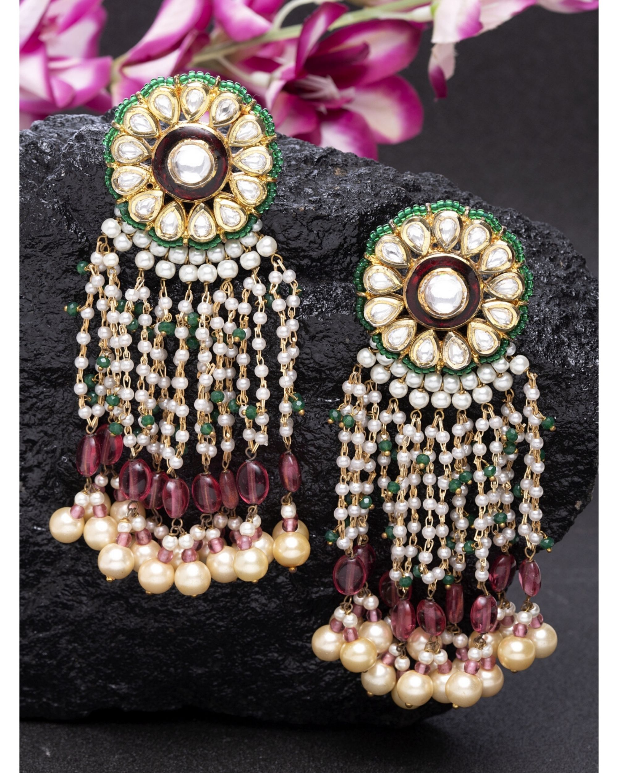 Floral jhumar earrings by Dugri Style The Secret Label