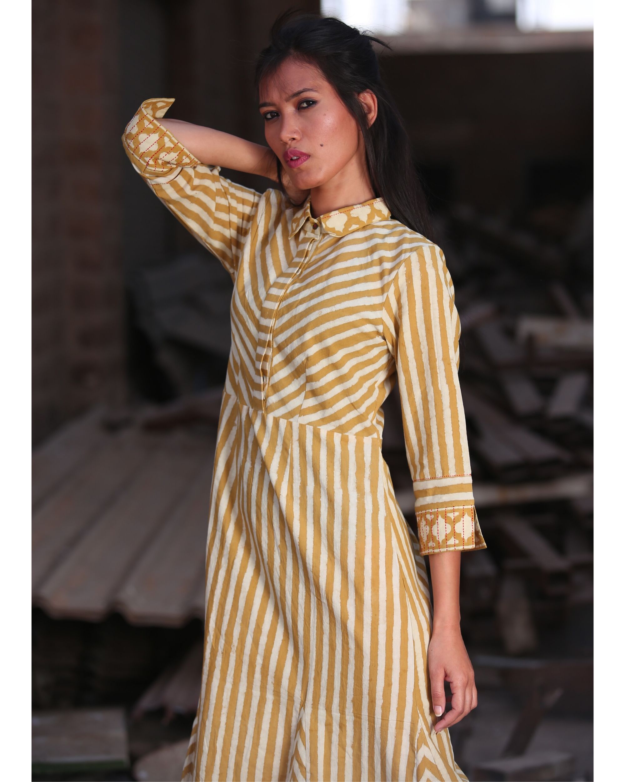 Mustard yellow hotsell striped dress