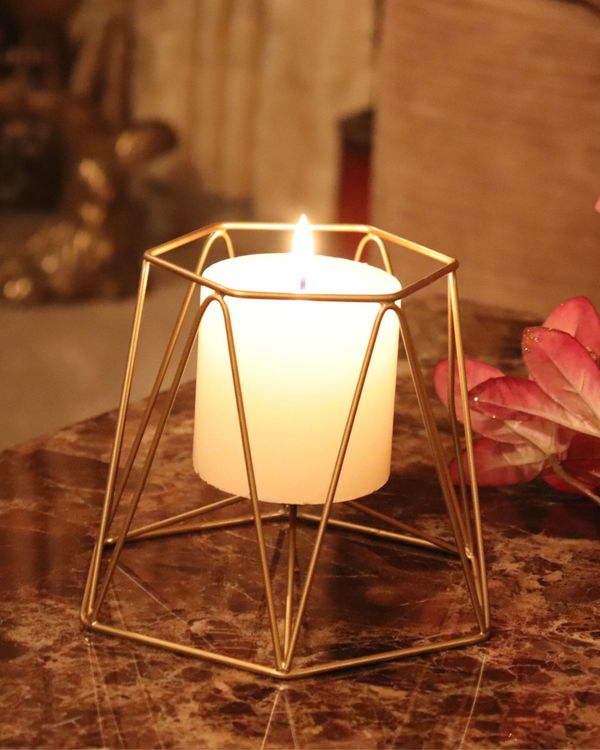 Hexagon metal candle holder by House Of Sajja The Secret Label