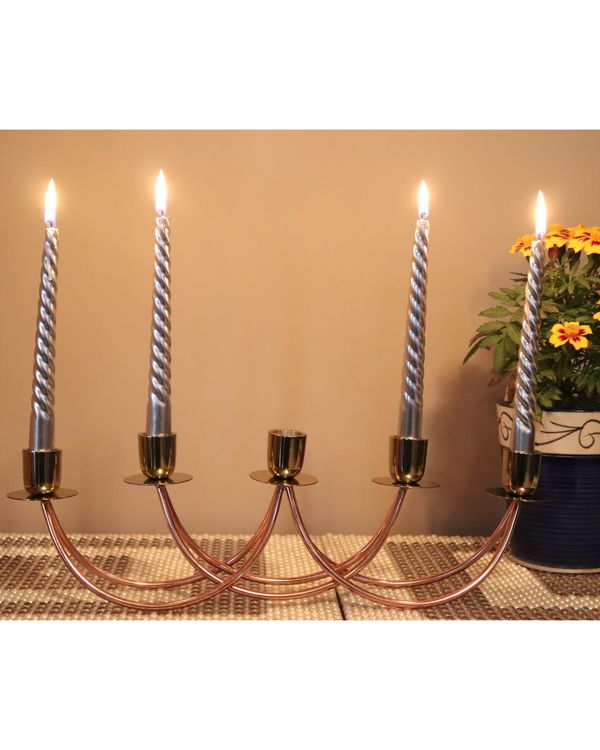 Aluminum and steel candelabra for five candles 1