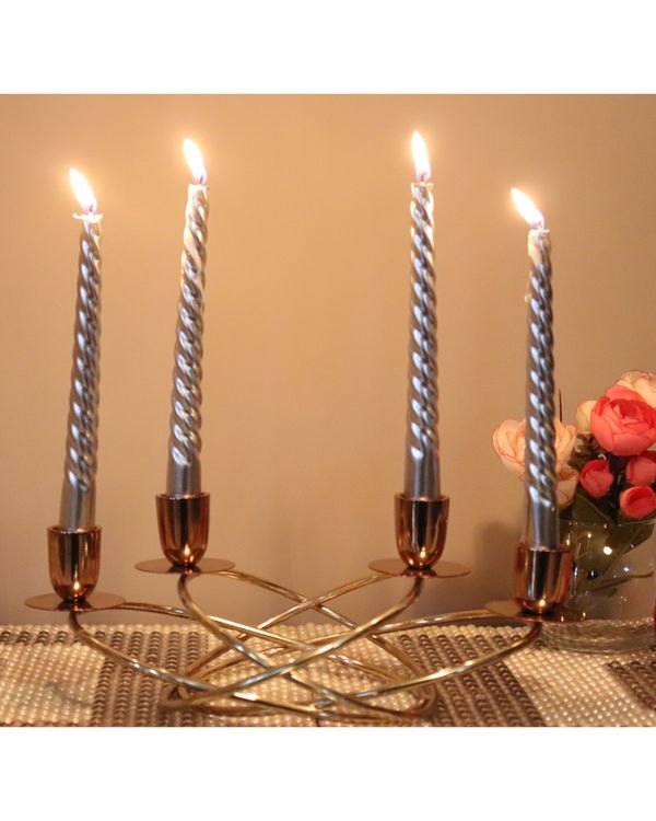 Aluminum and steel candelabra for four candles 1