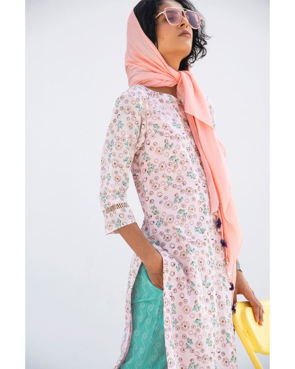 Pink floral printed kurta 1