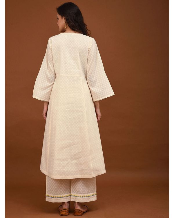Off white hand embroidered angrakha kurta 1