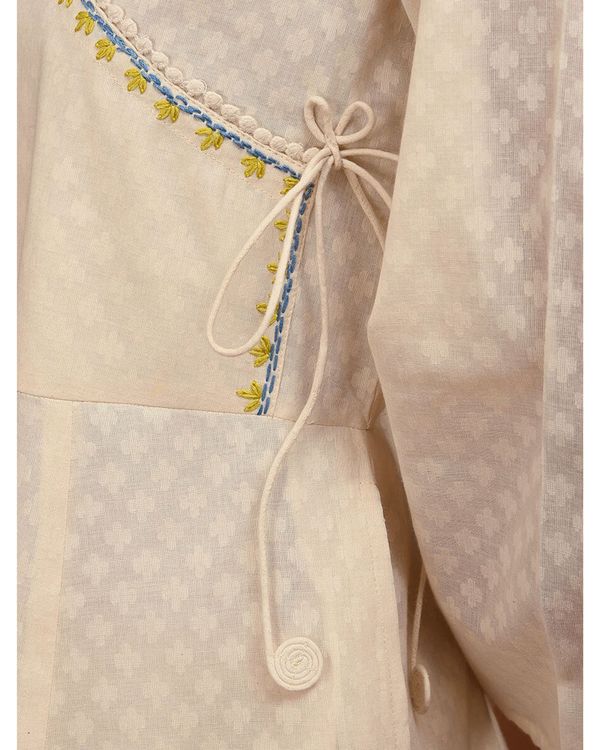 Off white hand embroidered angrakha kurta 2
