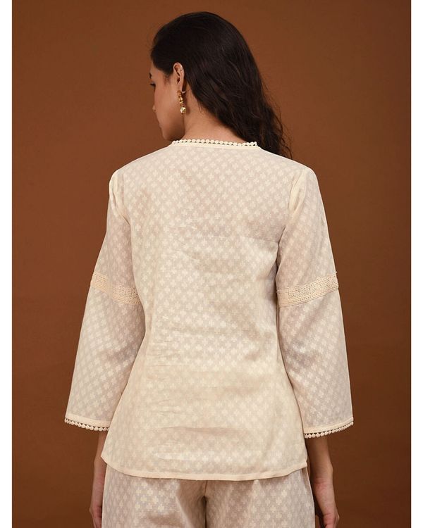 Off white hand embroidered lace top 1