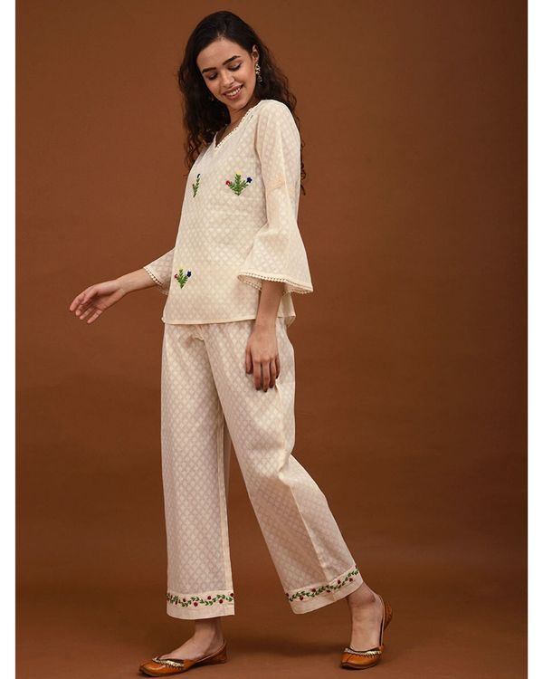 Off white hand embroidered lace top 2