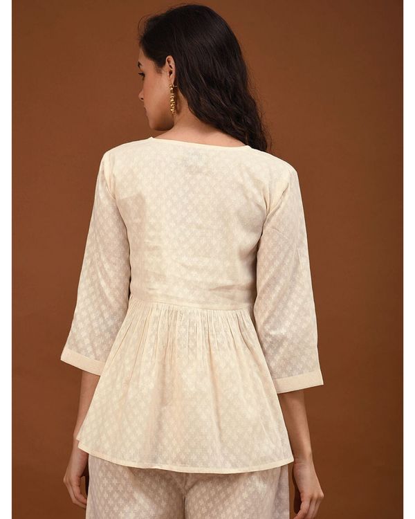 Off white hand embroidered angrakha top 1