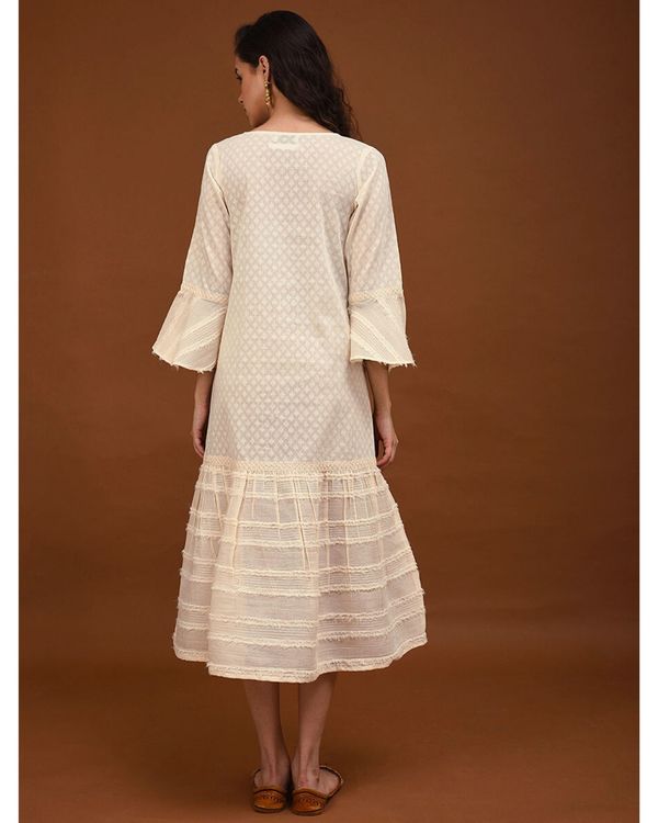 Off white hand embroidered paneled dress 1